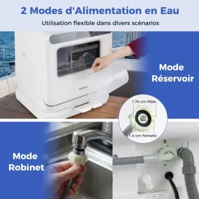 Stolní myčka nádobí s nádrží na vodu 8,25 l, 6 programů, bílá