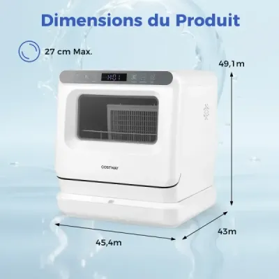 Stolní myčka nádobí s nádrží na vodu 8,25 l, 6 programů, bílá