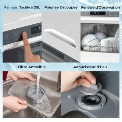 Stolní myčka nádobí s nádrží na vodu 8,25 l, 6 programů, bílá