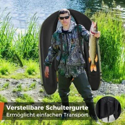 Nafukovací člun Rybářský člun s nastavitelným opěradlem 135 x 109 x 54 cm Zelený