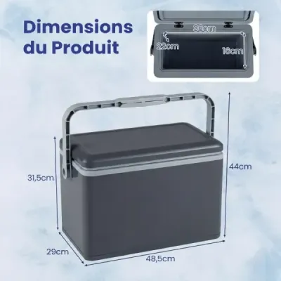 Přenosná chladicí box s pevnou skořápkou 12 l izolovaný chladicí box s pohodlným držadlem, nepropustný mrazák, tmavě šedý