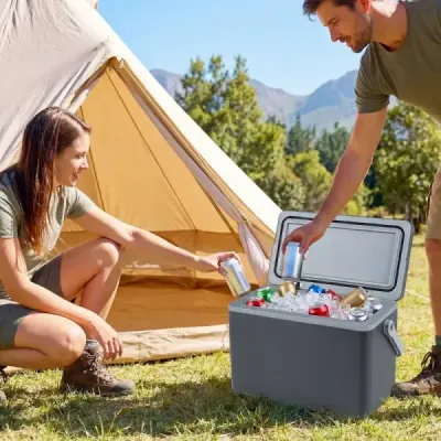 Přenosná chladicí box s pevnou skořápkou 12 l izolovaný chladicí box s pohodlným držadlem, nepropustný mrazák, tmavě šedý