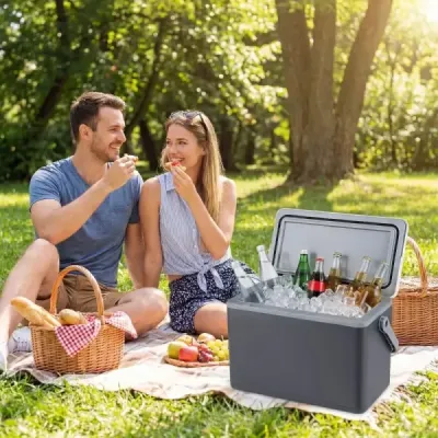 Přenosná chladicí box s pevnou skořápkou 12 l izolovaný chladicí box s pohodlným držadlem, nepropustný mrazák, tmavě šedý