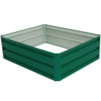 Vyvýšený ocelový záhon Obdélníkový květináč Vyvýšený zahradní záhon Studený rám pro zeleninu Květiny Bylinky Zelená 100 x 30,5 x 80 cm