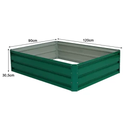 Vyvýšený ocelový záhon Obdélníkový květináč Vyvýšený zahradní záhon Studený rám pro zeleninu Květiny Bylinky Zelená 120 x 90 x 30,5 cm
