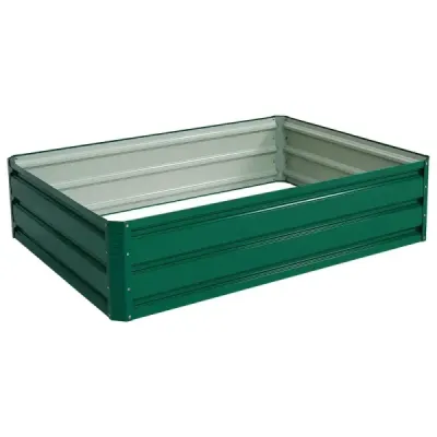 Vyvýšený ocelový záhon Obdélníkový květináč Vyvýšený zahradní záhon Studený rám pro zeleninu Květiny Bylinky Zelená 120 x 90 x 30,5 cm