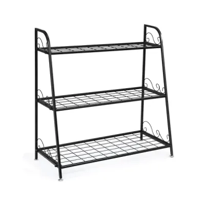 Regál na rostliny 3patrový kovový stojan na rostliny 81 x 35 x 82 cm černý