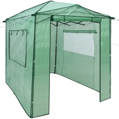 Přenosný výsuvný skleník Walk-in zahradní skleník 180 x 250 x 230 cm Zelený