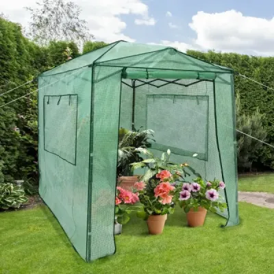 Přenosný výsuvný skleník Walk-in zahradní skleník 180 x 250 x 230 cm Zelený