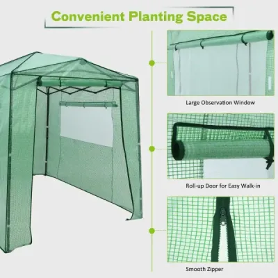 Přenosný výsuvný skleník Walk-in zahradní skleník 180 x 250 x 230 cm Zelený