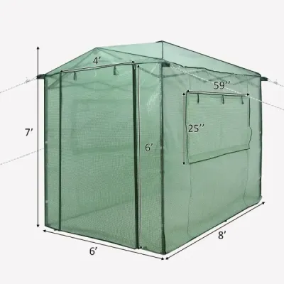 Přenosný výsuvný skleník Walk-in zahradní skleník 180 x 250 x 230 cm Zelený