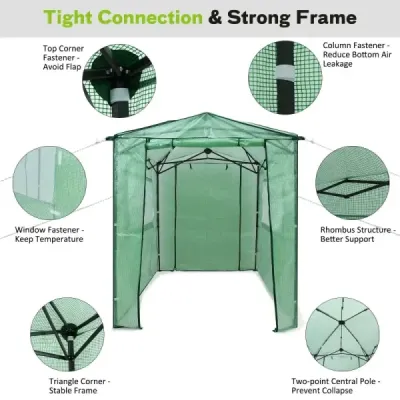 Přenosný výsuvný skleník Walk-in zahradní skleník 180 x 250 x 230 cm Zelený