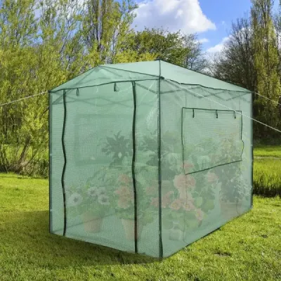 Přenosný výsuvný skleník Walk-in zahradní skleník 180 x 250 x 230 cm Zelený