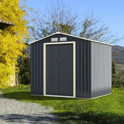 Kovová kůlna na nářadí Rozšířená – 213 x 191 x 195 cm Uzamykatelná kůlna na nářadí Zahradní domek se 4 větracími otvory