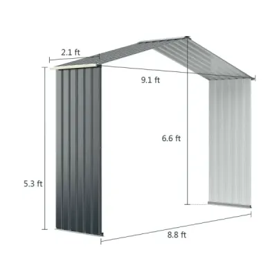 Rozšiřující sada pro vnější kovový přístřešek Prodloužená 277 x 202 x 64 cm Šedá
