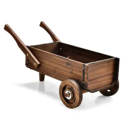 Vozík na rostliny Dekorativní vozík na květiny s kolečky 81 x 40 x 38,5 cm Hnědý