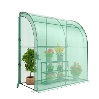 Fóliový skleník Walk-in mini skleník s policí na květiny 198,5 x 98 x 215 cm Zelený