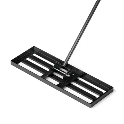 Kovové hrábě na vyrovnávání trávníku s ergonomickou rukojetí na zem Hrábě na trávu 75 x 25 cm černé