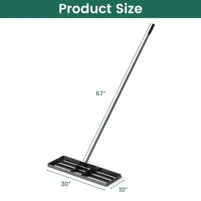 Kovové hrábě na vyrovnávání trávníku s ergonomickou rukojetí na zem Hrábě na trávu 75 x 25 cm černé