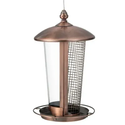 Závěsné krmítko 2 v 1 pro volně žijící ptáky 16 x 28 cm bronz