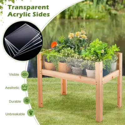 50 L vyvýšený záhon s drenážními otvory a průhlednými akrylovými panely Vyvýšený záhon 75 x 46 x 61 cm