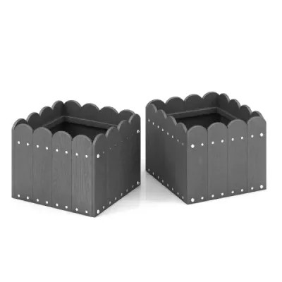 2er květináč odolný vůči povětrnostním vlivům HDPE zahradní květináč obdélníkový 32 x 30 x 25 cm šedý