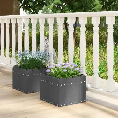 2er květináč odolný vůči povětrnostním vlivům HDPE zahradní květináč obdélníkový 32 x 30 x 25 cm šedý