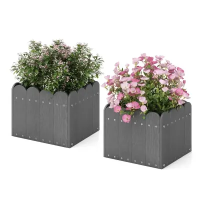 2er květináč odolný vůči povětrnostním vlivům HDPE zahradní květináč obdélníkový 32 x 30 x 25 cm šedý