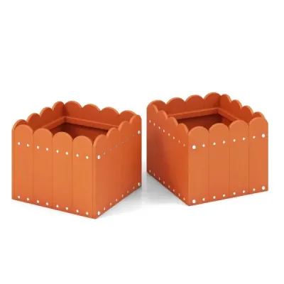 2er květináč odolný vůči povětrnostním vlivům HDPE zahradní květináč obdélníkový 32 x 30 x 25 cm oranžový