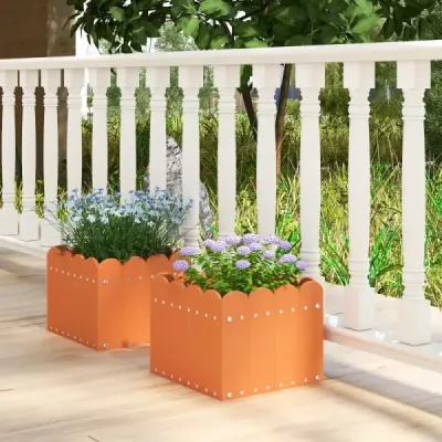 2er květináč odolný vůči povětrnostním vlivům HDPE zahradní květináč obdélníkový 32 x 30 x 25 cm oranžový