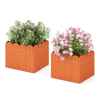 2er květináč odolný vůči povětrnostním vlivům HDPE zahradní květináč obdélníkový 32 x 30 x 25 cm oranžový