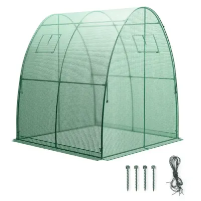 Fóliový skleník s PE krytem do každého počasí a rolovacími dveřmi a oknem 181 x 181 x 200 cm Zelený