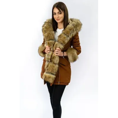 Dámská zimní bunda parka MODA793 karamelová