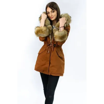 Dámská zimní bunda parka MODA793 karamelová