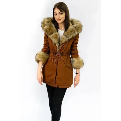 Dámská zimní bunda parka MODA793 karamelová