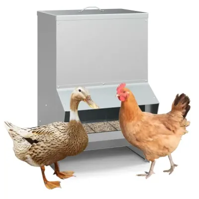 Pozinkované krmítko pro kuřata s kapacitou 22 kg Nástěnné automatické krmítko pro drůbež s víkem