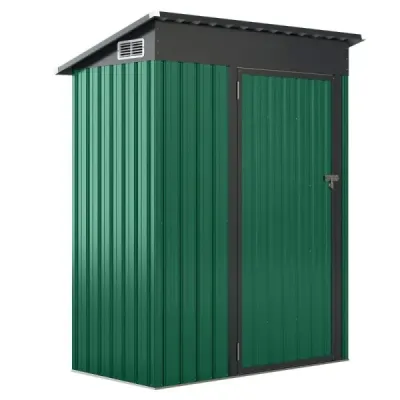 Kovový zahradní domek 150 x 90,5 x 185 cm | 1,5 m³ kůlna na nářadí s pultovou střechou, zelená