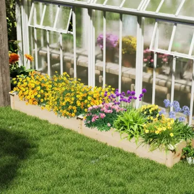 Vyvýšený dřevěný zahradní záhon se 2 truhlíky a přepážkami 228 x 62 x 25 cm Přírodní