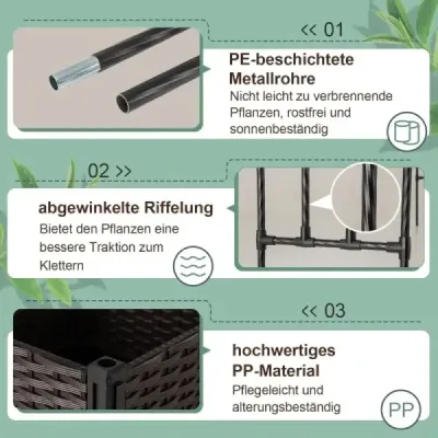 Zahradní oblouková mříž se 2 truhlíky na květináče Venkovní pergola mříž kovový dekorativní oblouk