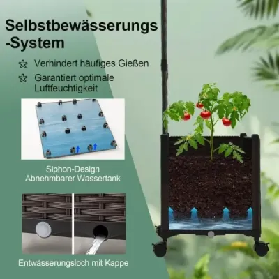 Zahradní oblouková mříž se 2 truhlíky na květináče Venkovní pergola mříž kovový dekorativní oblouk
