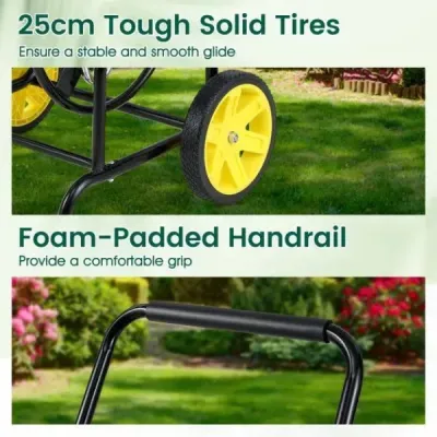 Kovový vozík na hadici 70 m pro hadici 20 mm, zahradní vozík na hadici, naviják na hadici, černý