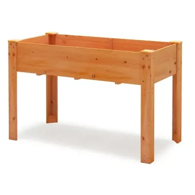 Vyvýšený záhon ze dřeva, vyvýšený záhon, květináč s drenážními otvory, zeleninový záhon, obdélníkový záhon, 120 x 60 x 82 cm, hnědý