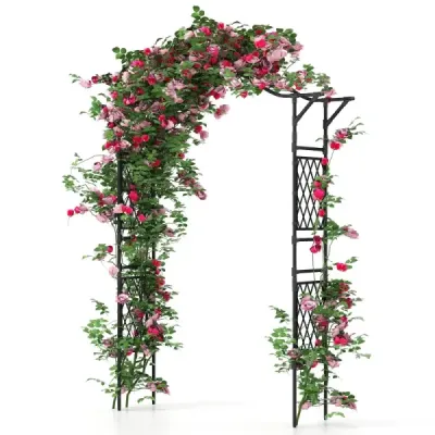 Kovový zahradní oblouk pro popínavé rostliny oblouk zahradní mříž pro růže 170 x 39 x 210 cm černý