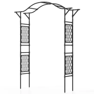 Kovový zahradní oblouk pro popínavé rostliny oblouk zahradní mříž pro růže 170 x 39 x 210 cm černý