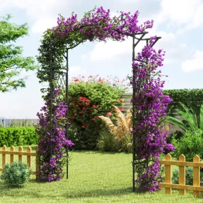 Kovový zahradní oblouk pro popínavé rostliny oblouk zahradní mříž pro růže 170 x 39 x 210 cm černý