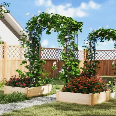 Kovový zahradní oblouk pro popínavé rostliny oblouk zahradní mříž pro růže 170 x 39 x 210 cm černý