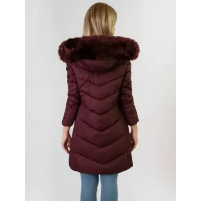 Dlouhá dámská zimní bunda MODA689 bordó Dlouhá dámská zimní bunda MODA689 bordó