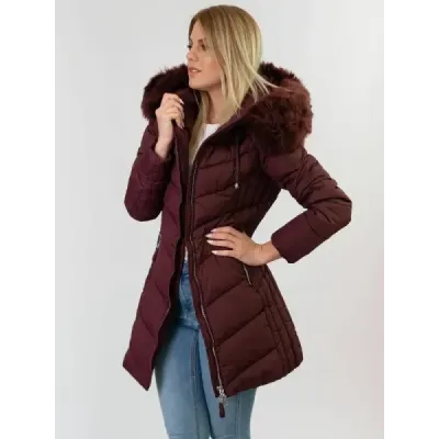Dlouhá dámská zimní bunda MODA689 bordó Dlouhá dámská zimní bunda MODA689 bordó
