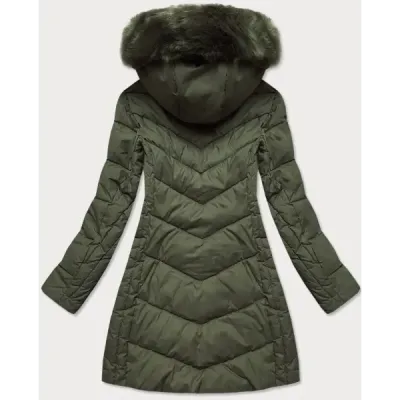Dlouhá dámská zimní bunda MODA689 khaki