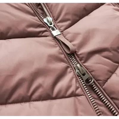 Dlouhá dámská zimní bunda MODA689 starorůžová